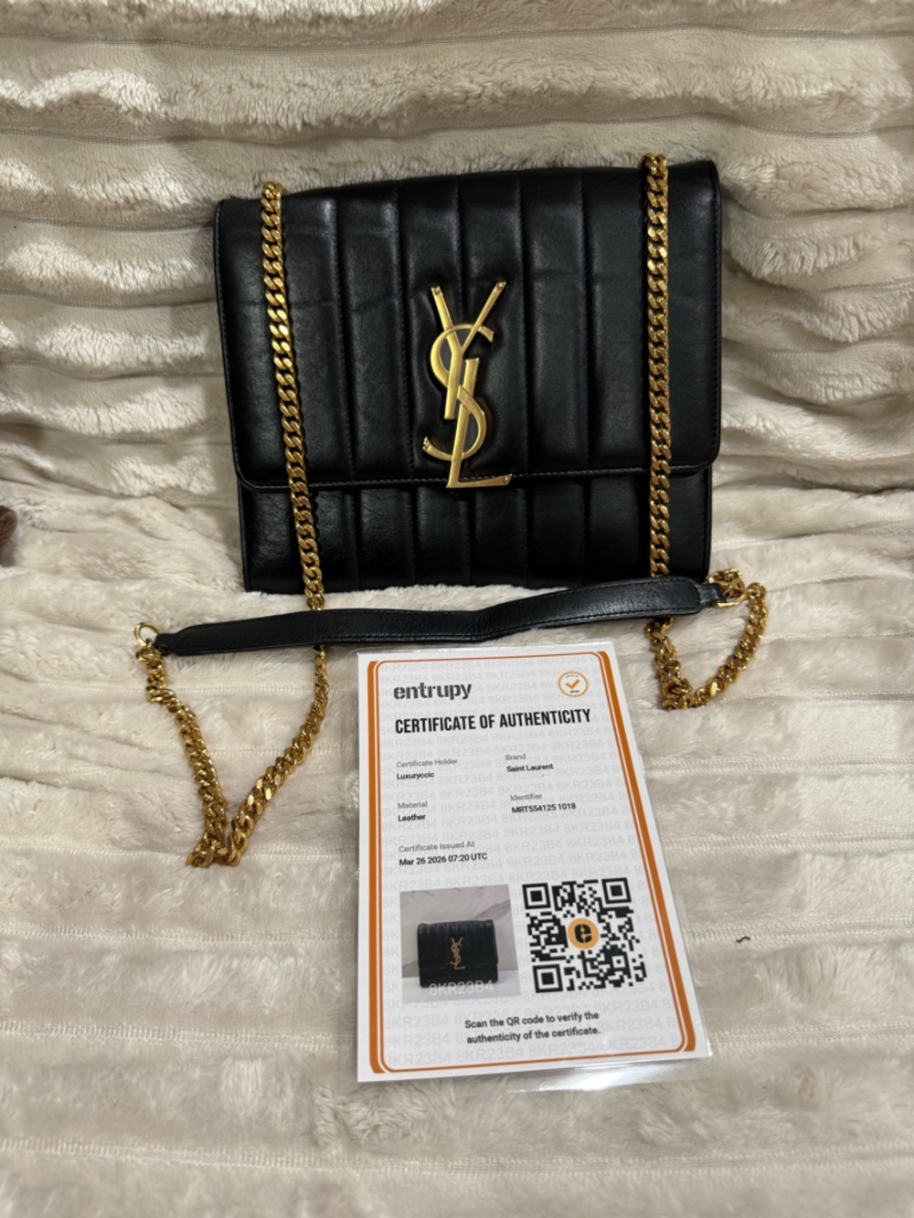 Saint Laurent Black Quilted Leather Shoulder Bag with Gold Hardware